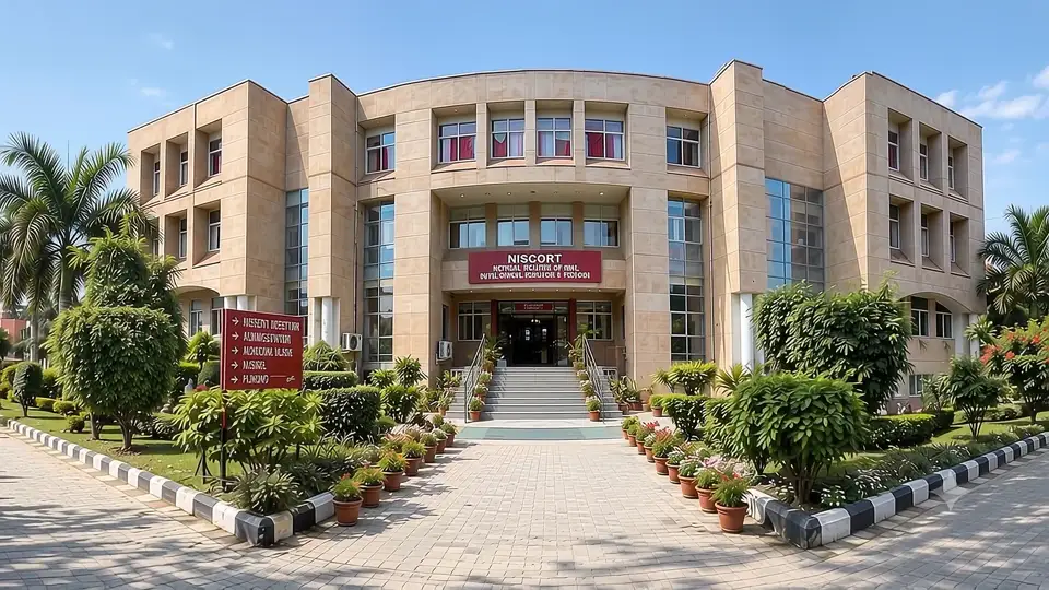 The NISCORT Media College entrance seen from the campus drive
